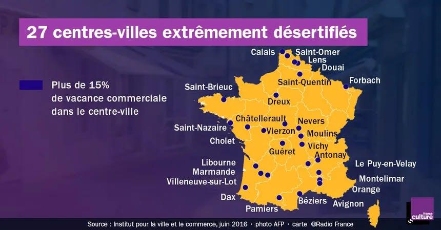 Les centres-villes les plus désertifiés © Radio France - Camille Renard